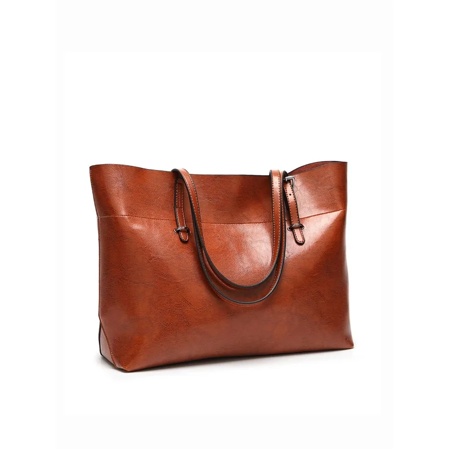 European And American Style Large Capacity Oil Leather Tote Bag With Casual And Simple Design, Perfect Gift For. Suitable For O
European And American Style Large Capacity Oil Leather Tote Bag With Casual And Simple Design, Perfect Gift For. Suitable For O