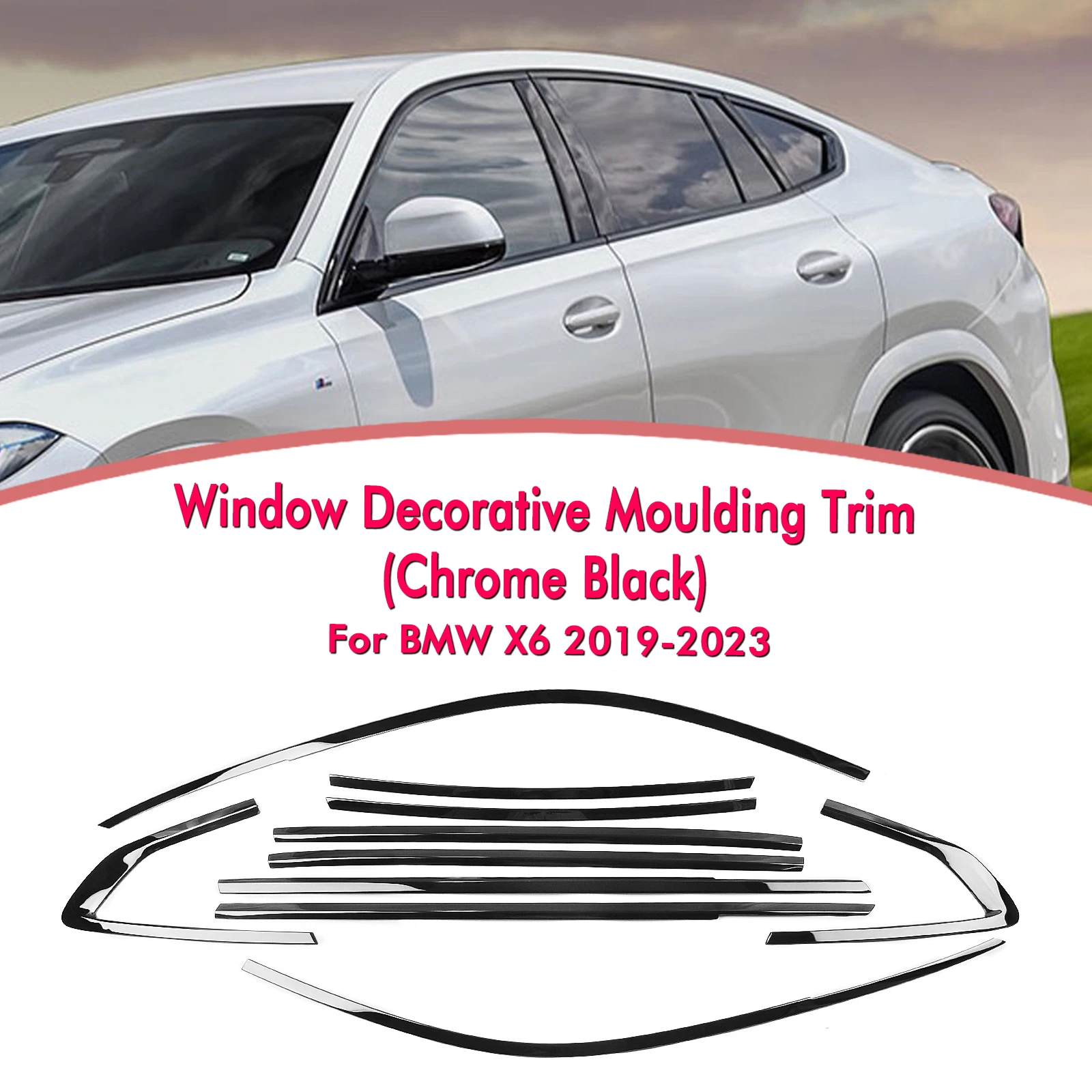 For BMW X6 2019-2023 Chrome Black Car Exterior Window Decoration Strip Moulding Trim Seal Belt Weatherstrip Decorative
For BMW X6 2019-2023 Chrome Black Car Exterior Window Decoration Strip Moulding Trim Seal Belt Weatherstrip Decorative