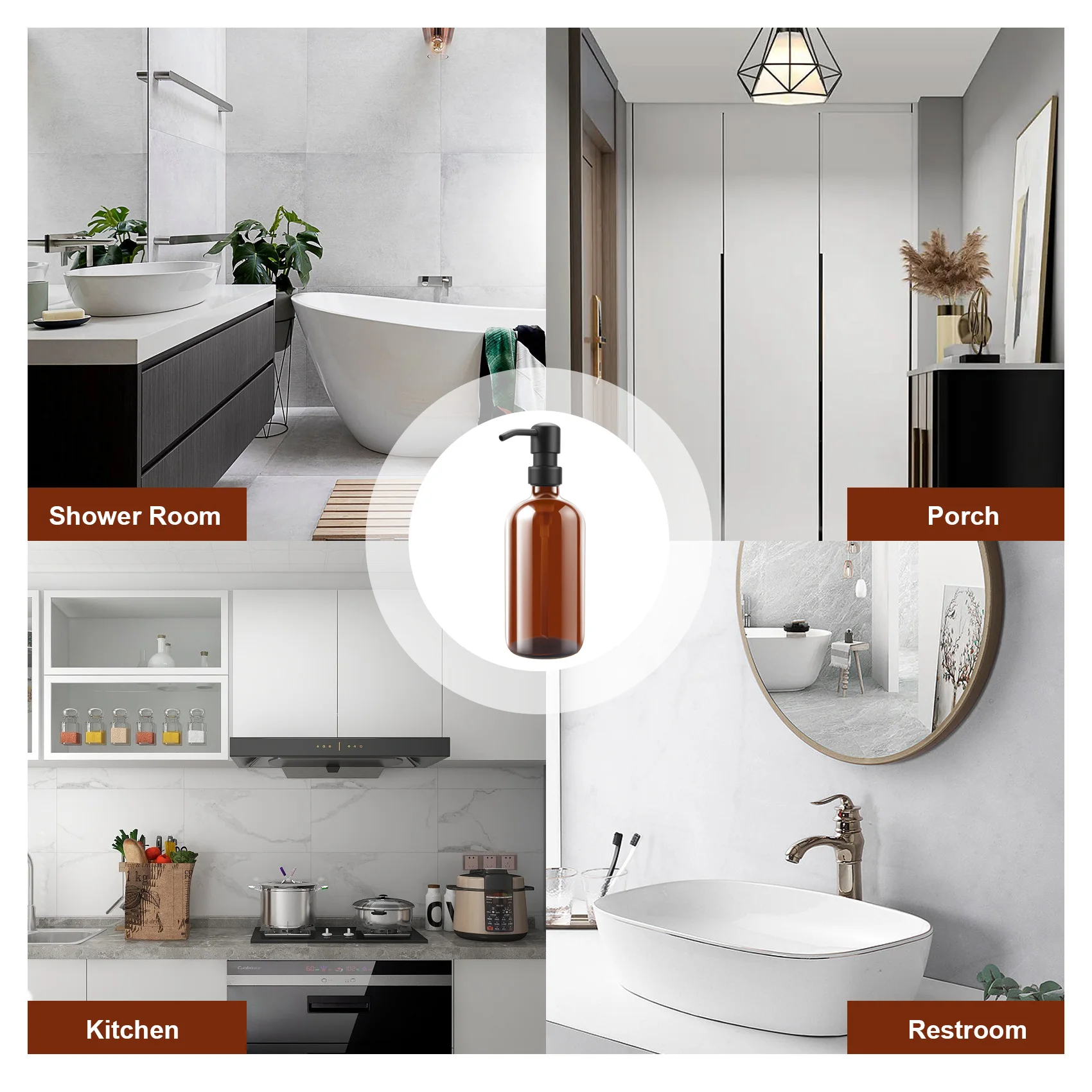 AWAH Glass 18 Oz Hand Glass Bottle Stainless Steel Push-Type Dispensing Bottle Soap Dispenser
AWAH Glass 18 Oz Hand Glass Bottle Stainless Steel Push-Type Dispensing Bottle Soap Dispenser