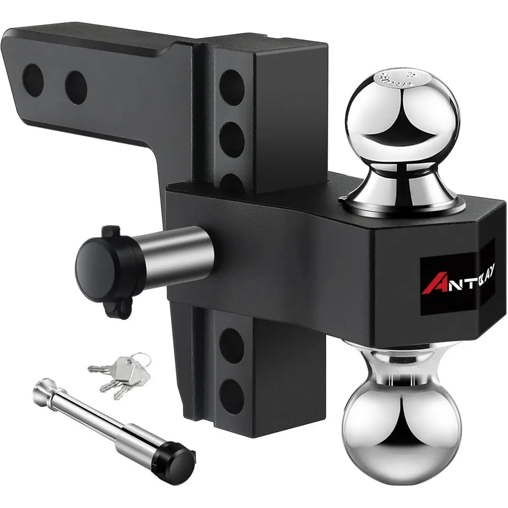 Trailer Hitch Towing Ball Mounts, Fits 2.0-Inch Receiver, 6 Drop/Rise Drop, Dual Ball (2 X 2-5/16), 18,500 GTW with Trailer Lock
Trailer Hitch Towing Ball Mounts, Fits 2.0-Inch Receiver, 6 Drop/Rise Drop, Dual Ball (2 X 2-5/16), 18,500 GTW with Trailer Lock