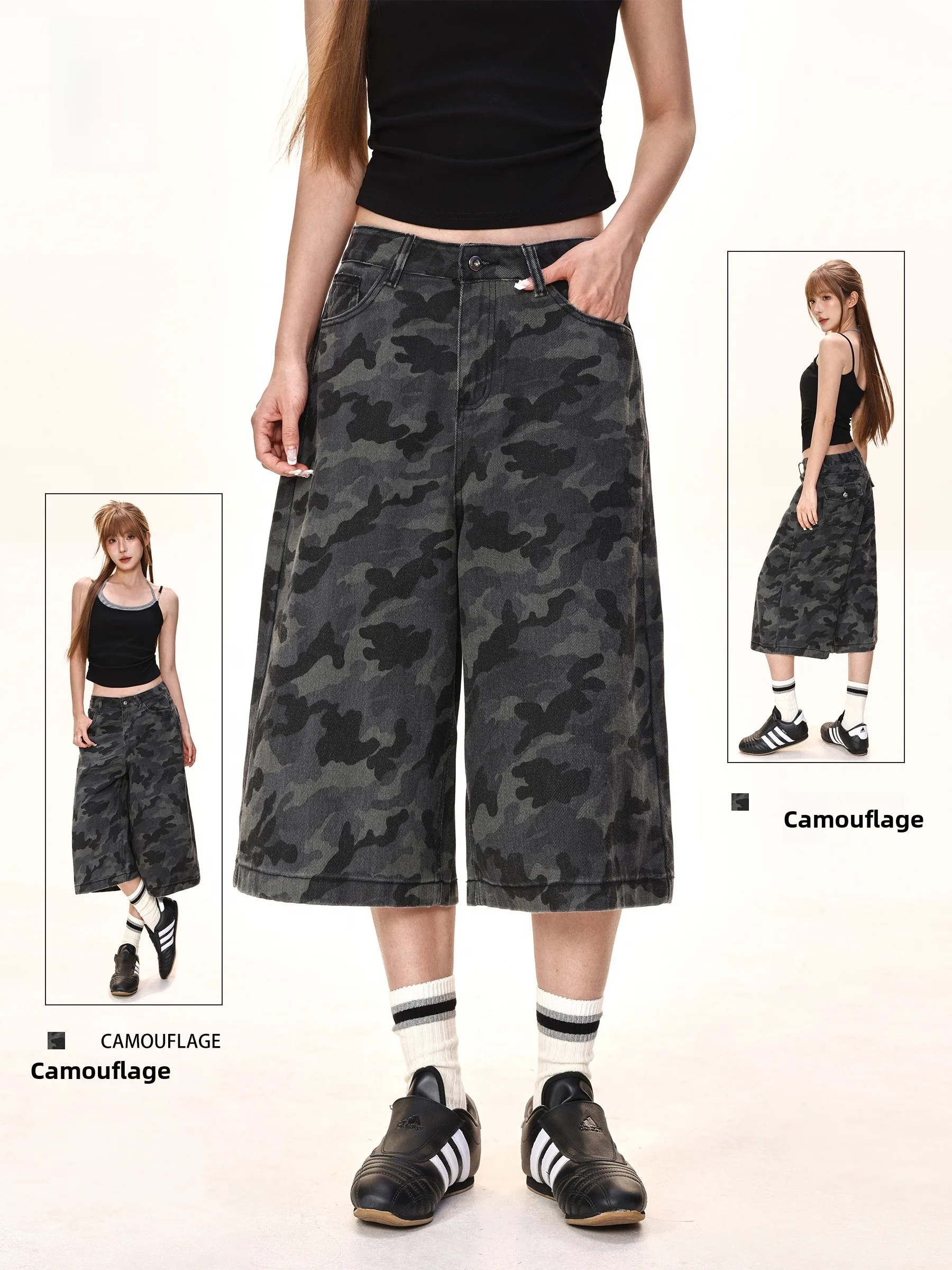 High Waist Wide Leg Workwear Jeans Women's Summer New Camouflage Trousers Casual Straight Cut Loose Fit Seven Inches Long
High Waist Wide Leg Workwear Jeans Women's Summer New Camouflage Trousers Casual Straight Cut Loose Fit Seven Inches Long