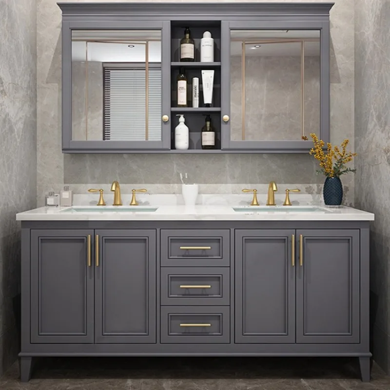 Элитный напольный шкаф для ванной комнаты из сланца и дуба с зеркалом, простой дизайн, двойная раковина, высококачественная раковина-умывальник.
Элитный напольный шкаф для ванной комнаты из сланца и дуба с зеркалом, простой дизайн, двойная раковина, высококачественная раковина-умывальник.