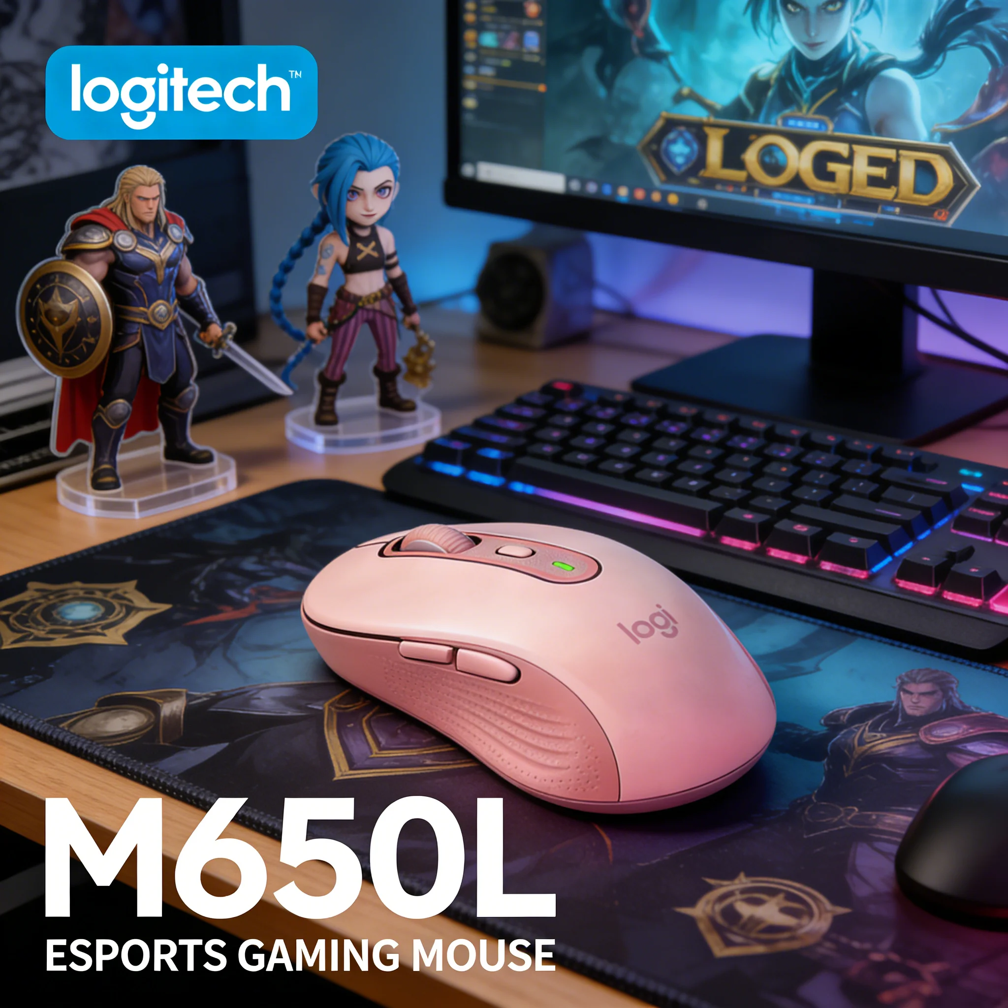 Logitech M650L Ergonomic Wireless Mouse: 90% Quieter Clicks Smart Scrolling Multi-Device Sync for Comfortable Computing