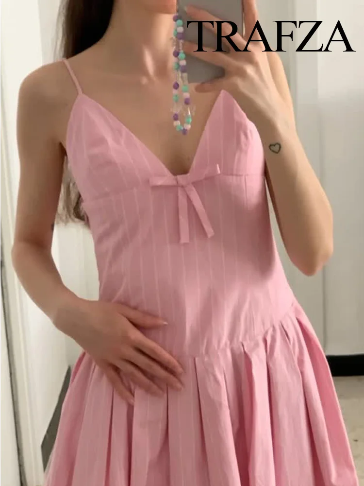 HH Women Fashion Sexy Slim Striped Sleeveless Pleated V-Neck Bow Decoration Dress Summer Women's Side Zipper Mini Dresses
HH Women Fashion Sexy Slim Striped Sleeveless Pleated V-Neck Bow Decoration Dress Summer Women's Side Zipper Mini Dresses