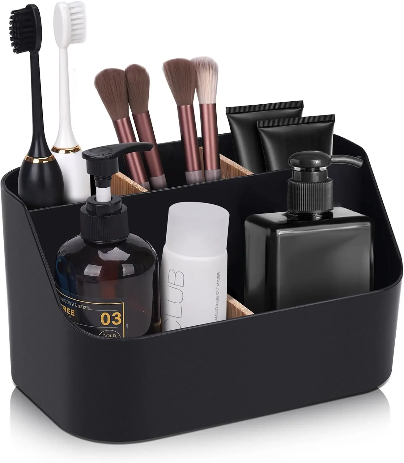 Black Electric Toothbrush Holder, Bathroom Countertop Organizer with Dividers, Toothpaste Storage for Vanity Sink
Black Electric Toothbrush Holder, Bathroom Countertop Organizer with Dividers, Toothpaste Storage for Vanity Sink