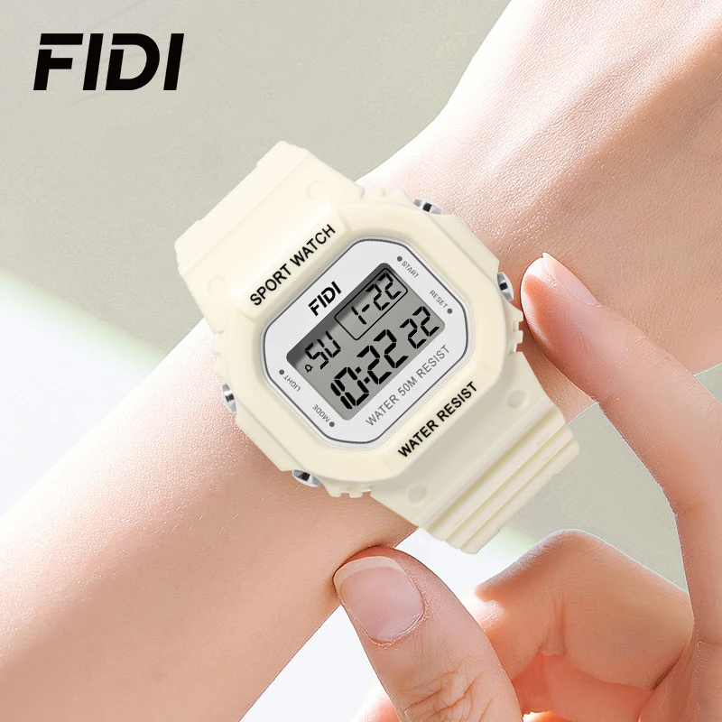 FIDI Kids Digital Watch 50M Waterproof Multifunction Stopwatch Alarm LED Light Student Square Electronic Wristwatch
FIDI Kids Digital Watch 50M Waterproof Multifunction Stopwatch Alarm LED Light Student Square Electronic Wristwatch
