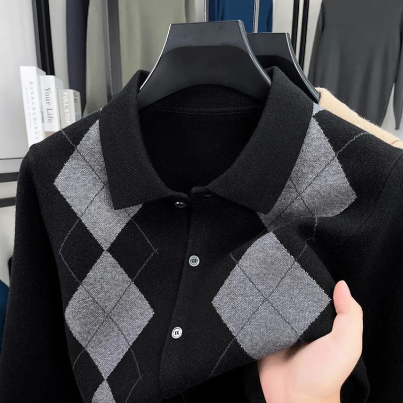 Men's Wool Blend Cardigan Sweater, 580g Thickened Pilling-Resistant, Argyle Pattern Stand Collar, Smart Casual Spring
Men's Wool Blend Cardigan Sweater, 580g Thickened Pilling-Resistant, Argyle Pattern Stand Collar, Smart Casual Spring