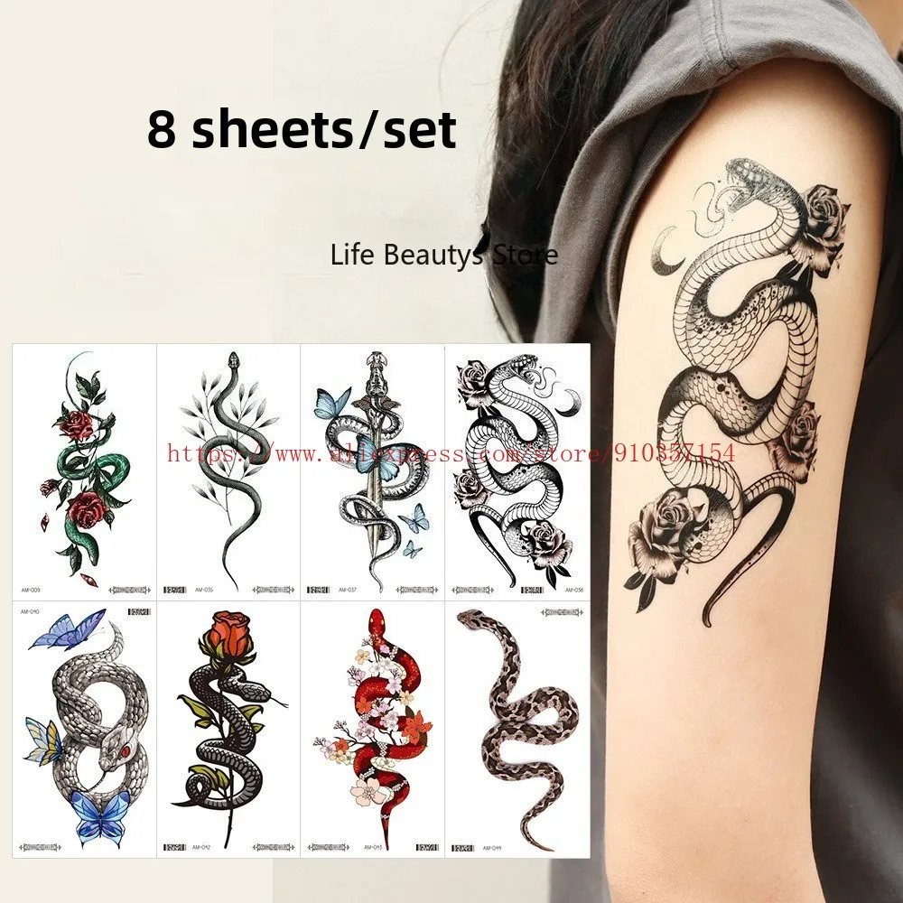 8pcs/set new solid color small flower arm tattoo stickers, small clear flower simulation eagle snake painted tattoo stickers
8pcs/set new solid color small flower arm tattoo stickers, small clear flower simulation eagle snake painted tattoo stickers