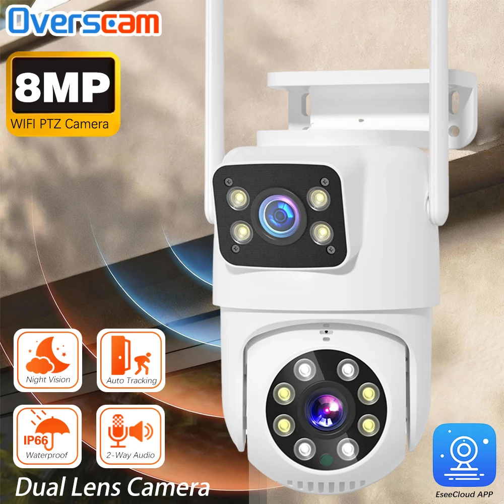 4K 8MP WIFI Dual Lens Dual Screen Auto Tracking PTZ Camera Home Survalance Wireless CCTV Outdoor Security Protection EseeCloud
4K 8MP WIFI Dual Lens Dual Screen Auto Tracking PTZ Camera Home Survalance Wireless CCTV Outdoor Security Protection EseeCloud
