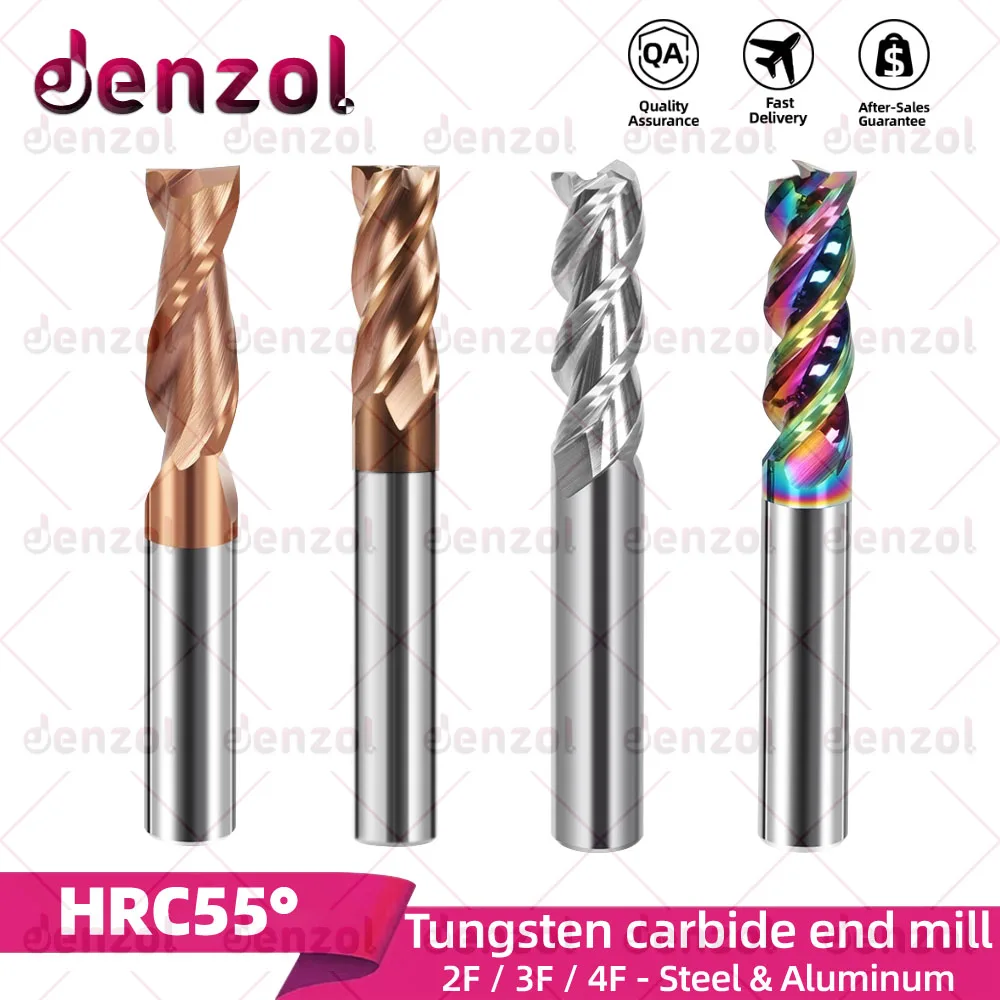 HRC55 Carbide End Mill 2F 3F 4F Alloy Coating Tungsten steel milling cutter CNC maching Endmills 4 Flute Aluminum wood 3 6 8 10
HRC55 Carbide End Mill 2F 3F 4F Alloy Coating Tungsten steel milling cutter CNC maching Endmills 4 Flute Aluminum wood 3 6 8 10