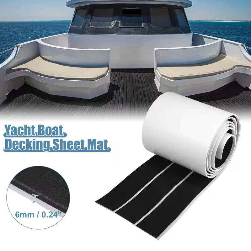 240x17cm EVA Foam Marine Decking Sheet Faux Teak Striped Yacht Floor Mat Self-Adhesive Black White Boat Flooring
240x17cm EVA Foam Marine Decking Sheet Faux Teak Striped Yacht Floor Mat Self-Adhesive Black White Boat Flooring