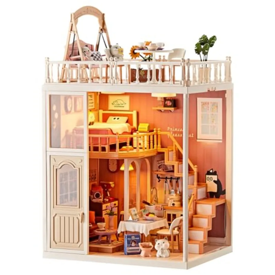 DIY Miniature Doll House Kit for home decoration, wood and MDF material, warm white color, includes 179 pcs furniture with LED
DIY Miniature Doll House Kit for home decoration, wood and MDF material, warm white color, includes 179 pcs furniture with LED