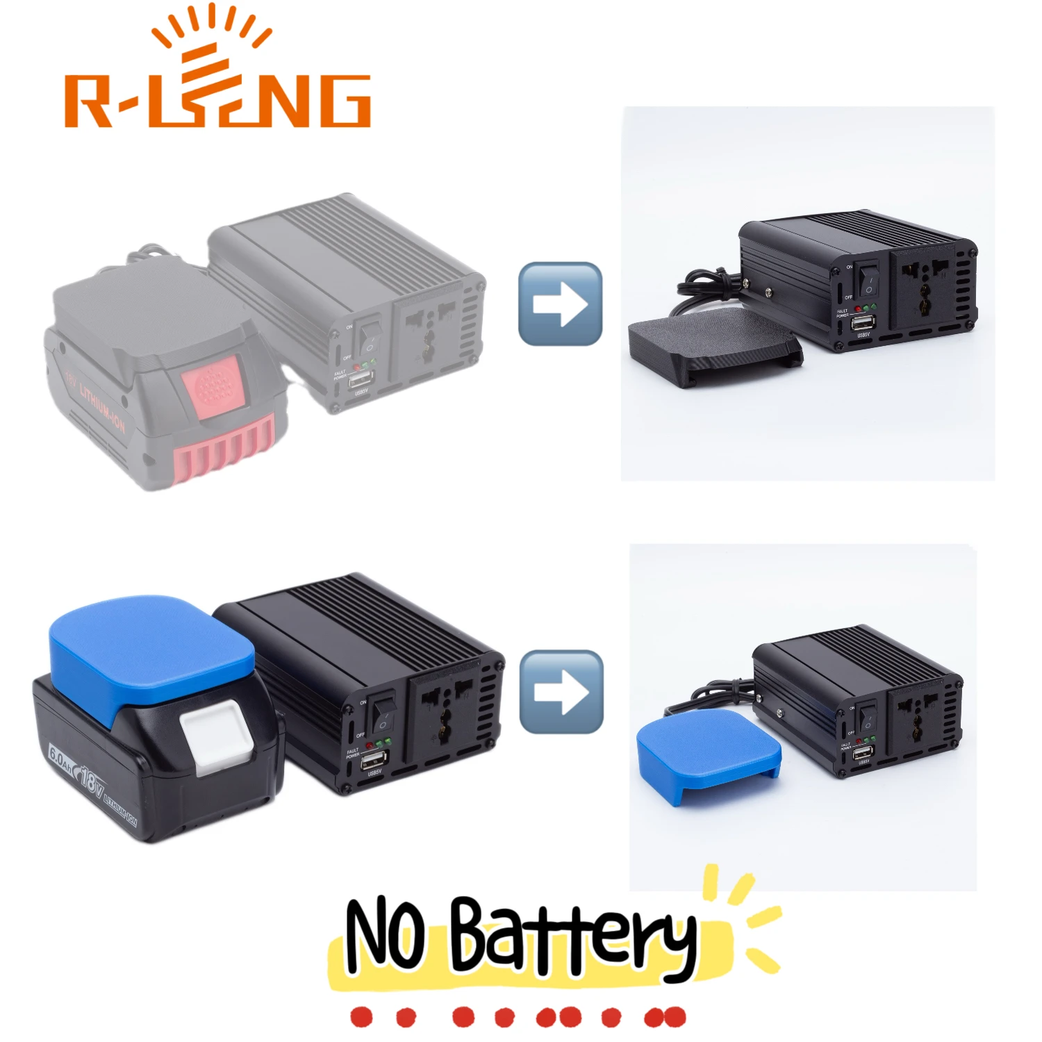 200W Portable Power Supply Inverter Compatible For Bosch/Makita 18V Li-Ion Battery Reliable Wireless Power And Fast Charging
200W Portable Power Supply Inverter Compatible For Bosch/Makita 18V Li-Ion Battery Reliable Wireless Power And Fast Charging