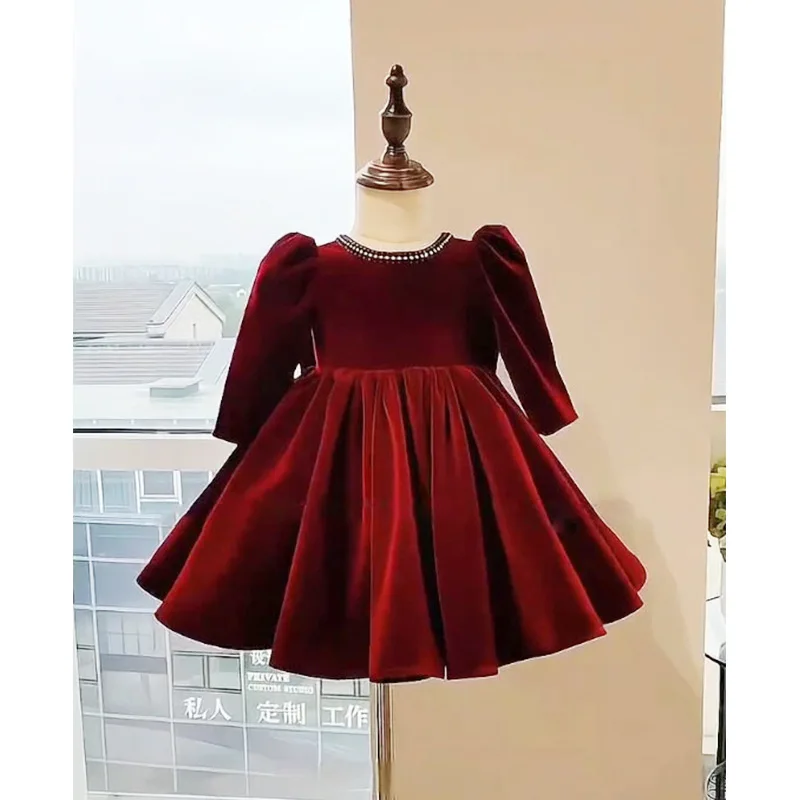 Children Red Long Sleeve Velvet Birthday Dress Flower Girl Princess Gown Piano Performance Costume Girls Host Pageant Outfit
Children Red Long Sleeve Velvet Birthday Dress Flower Girl Princess Gown Piano Performance Costume Girls Host Pageant Outfit