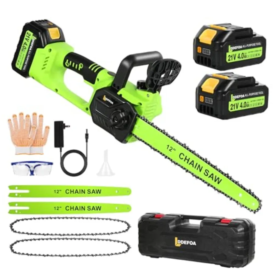12" Electric Chainsaw Cordless 21V Battery Chainsaw 2 x 4.0AH Battery power chain saws with 2xChains and Guide Plate Handheld E
12" Electric Chainsaw Cordless 21V Battery Chainsaw 2 x 4.0AH Battery power chain saws with 2xChains and Guide Plate Handheld E