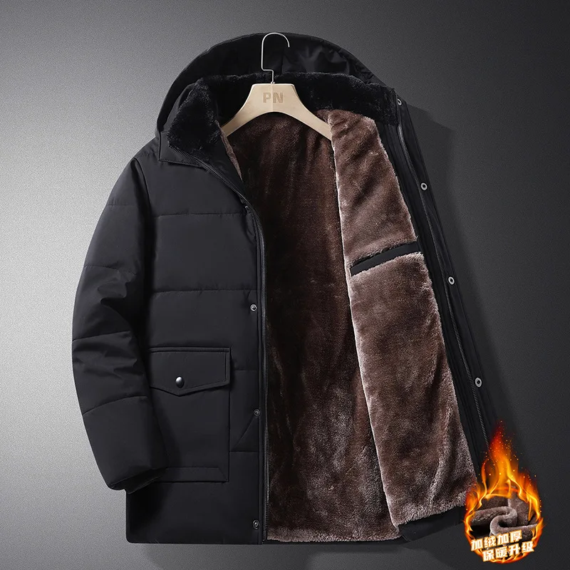 Spring Autumn Winter Thickened Velvet for Warmth Business and Leisure Medium Length Hooded Cotton Jacket for Men
Spring Autumn Winter Thickened Velvet for Warmth Business and Leisure Medium Length Hooded Cotton Jacket for Men