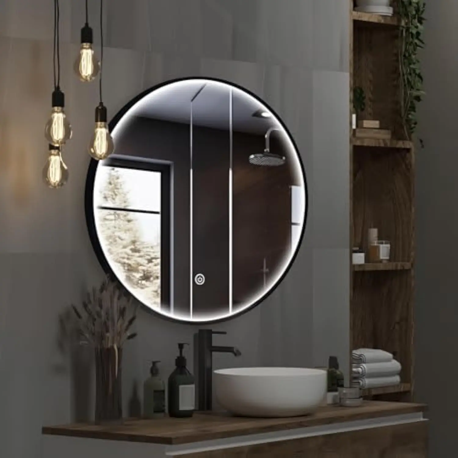 24 英寸 Round Led Bathroom Mirror, Circle Frame Recessed Light Strip Design Modern Vanity Mirror, Anti-Fog Smart Mirror with St
24 英寸 Round Led Bathroom Mirror, Circle Frame Recessed Light Strip Design Modern Vanity Mirror, Anti-Fog Smart Mirror with St