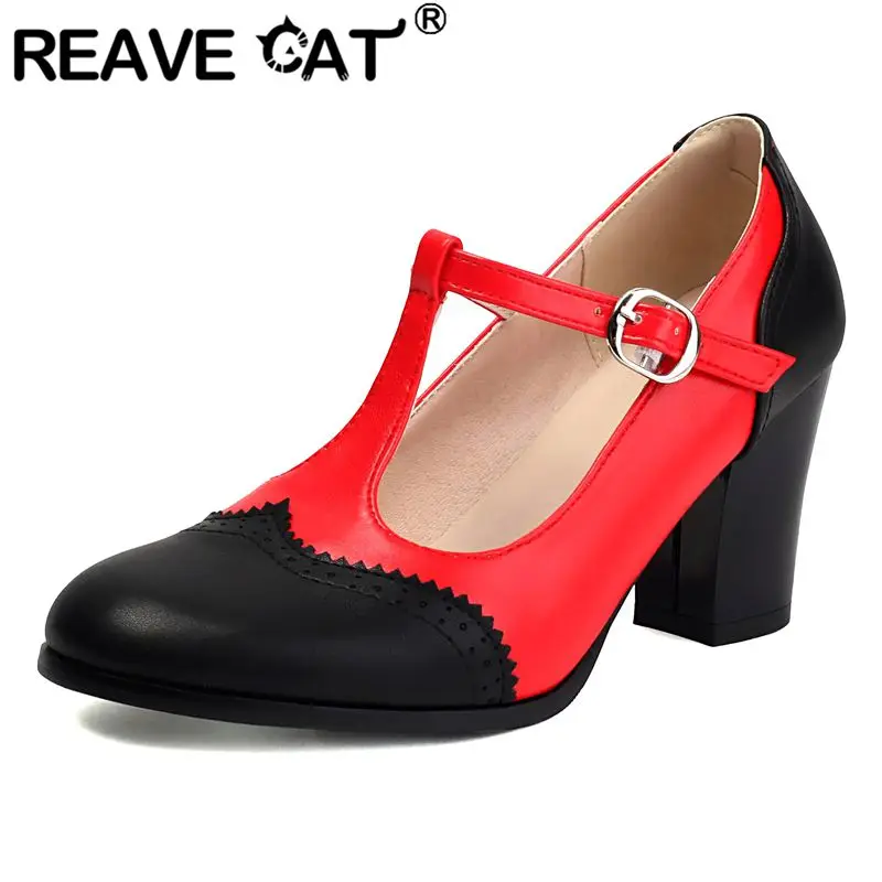 REAVE CAT Брендовые женские туфли-лодочки Мэри Джейн с круглым носком на блочном каблуке с Т-образным ремешком, разноцветные, большие размеры 44 45 46, повседневная обувь для взрослых, весна
REAVE CAT Брендовые женские туфли-лодочки Мэри Джейн с круглым носком на блочном каблуке с Т-образным ремешком, разноцветные, большие размеры 44 45 46, повседневная обувь для взрослых, весна