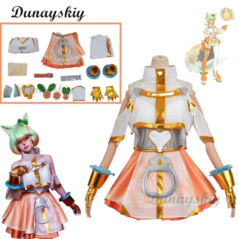 Игра LOL Food Spirit Ahri Косплей Костюм Новая кожа Sweet Heart Ahri Fruit Orange Design Женский костюм Полный комплект
Игра LOL Food Spirit Ahri Косплей Костюм Новая кожа Sweet Heart Ahri Fruit Orange Design Женский костюм Полный комплект