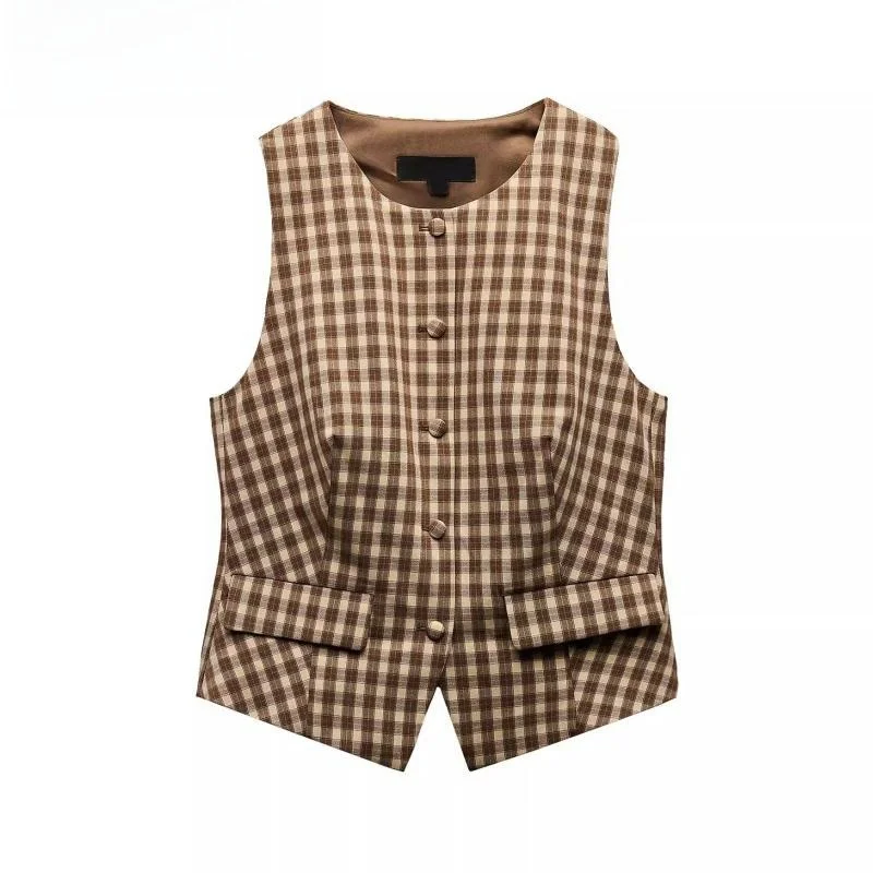 Spring Women's Plaid round Ne Svel Vest Sle Top mid Waist Skirt Pants Commute Sle Single Button Fastening
Spring Women's Plaid round Ne Svel Vest Sle Top mid Waist Skirt Pants Commute Sle Single Button Fastening
