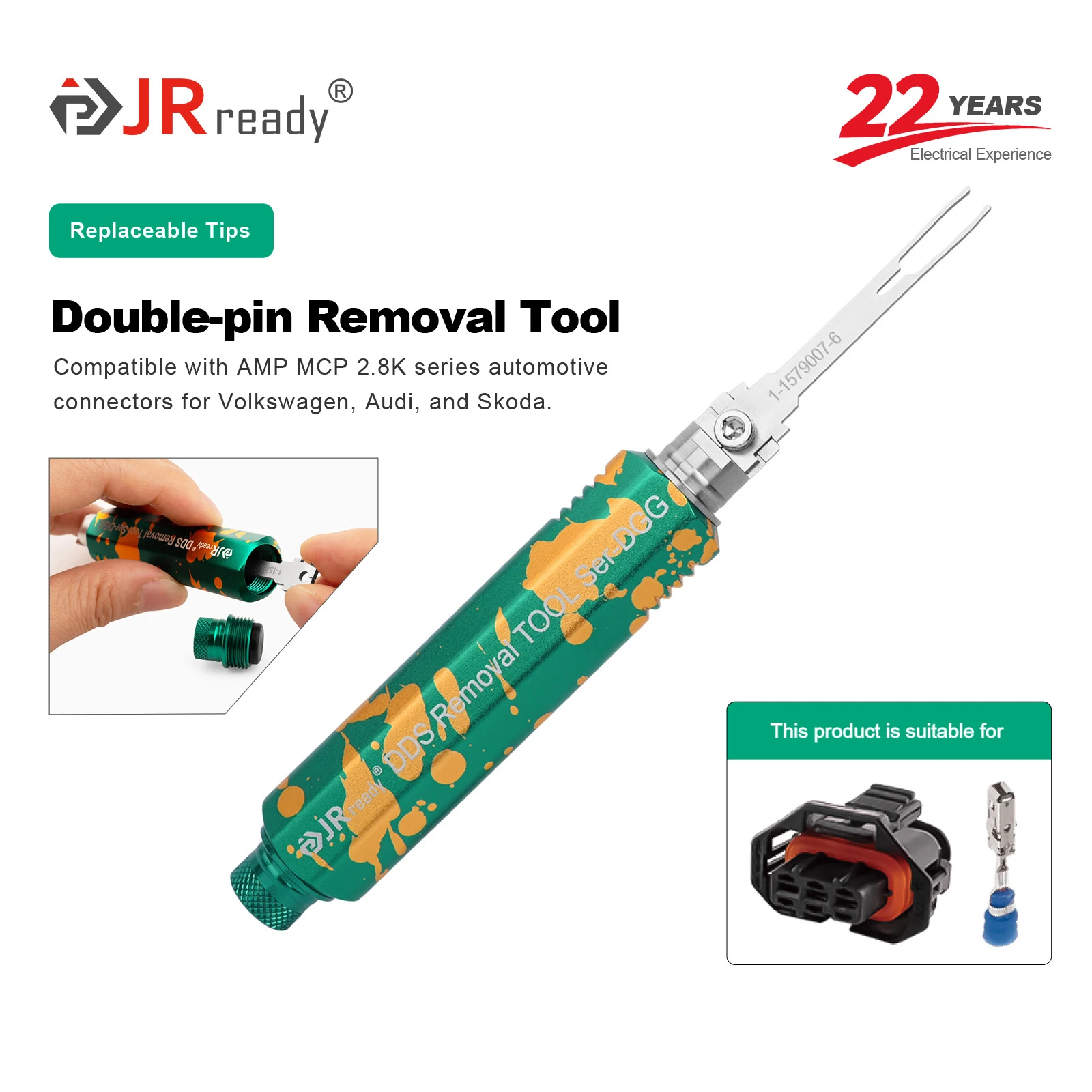 JRready JRDDS Series Dual-Pin Terminal Extraction Tool Removal Tool for Deutsch Molex AMP/TE Delphi JST Harting Connectors
JRready JRDDS Series Dual-Pin Terminal Extraction Tool Removal Tool for Deutsch Molex AMP/TE Delphi JST Harting Connectors