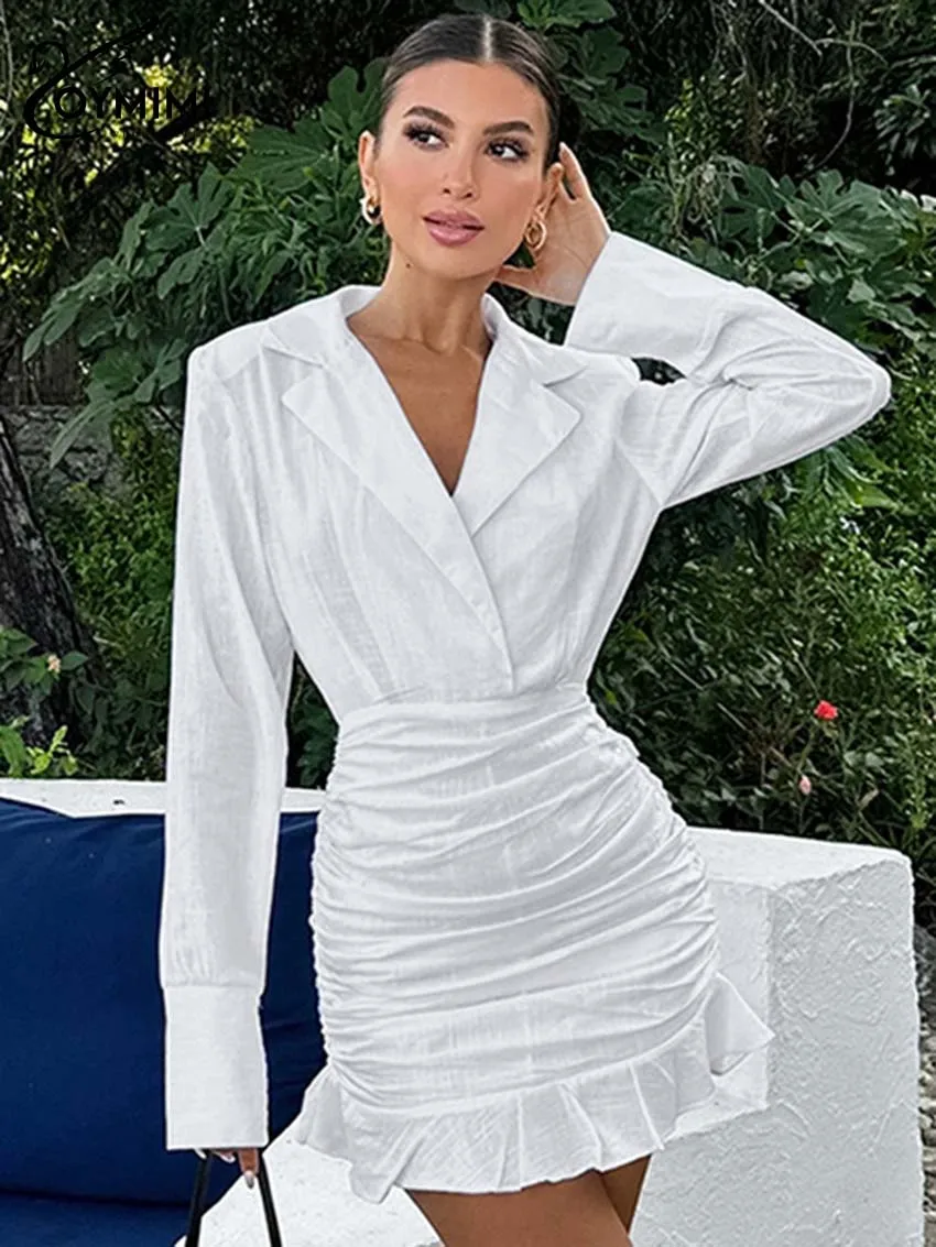 Oymimi Elegant White Cotton Dresses 2025 Woman Fashion Long Sleeve Slim High Waist Dresses Casual Pleated Mini Dress Streetwear
Oymimi Elegant White Cotton Dresses 2025 Woman Fashion Long Sleeve Slim High Waist Dresses Casual Pleated Mini Dress Streetwear
