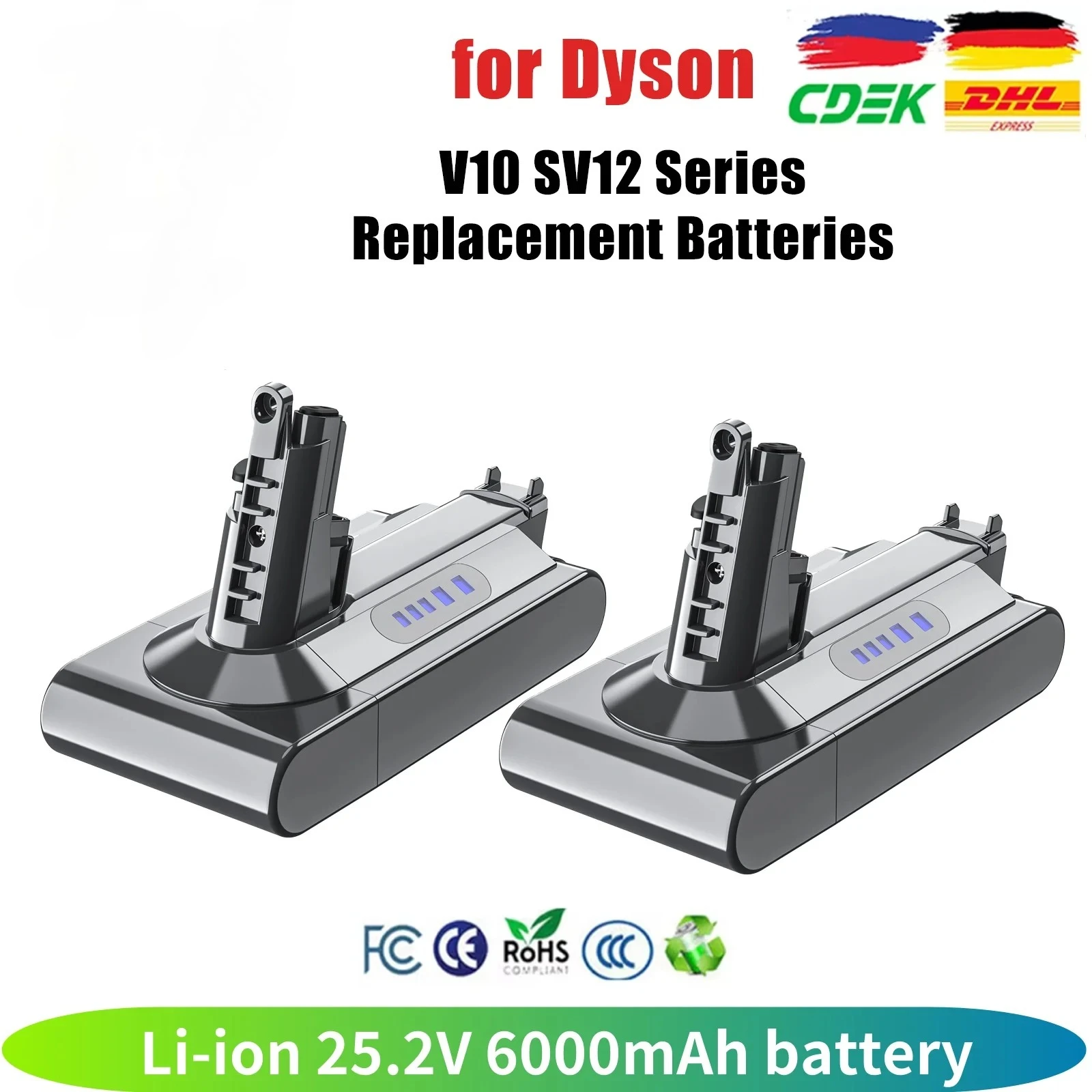 For Dyson V10 6000mAh 25.2V Battery for Dyson SV12 Battery Absolute Animal Li-ion Vacuum Cleaner Rechargeable BATTERY SV12
For Dyson V10 6000mAh 25.2V Battery for Dyson SV12 Battery Absolute Animal Li-ion Vacuum Cleaner Rechargeable BATTERY SV12