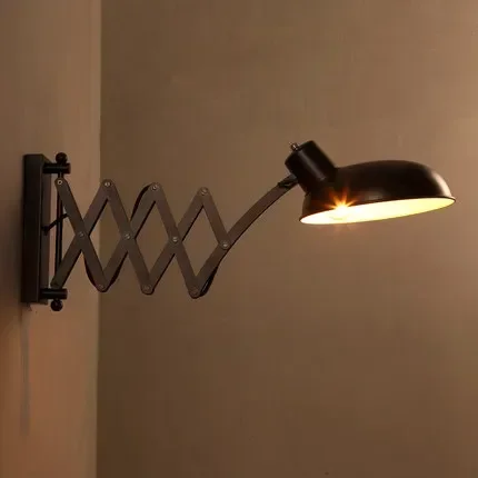american retractable wall lamp retro loft industrial lamps vintage wall light with long arm black iron apliques pared e27
american retractable wall lamp retro loft industrial lamps vintage wall light with long arm black iron apliques pared e27