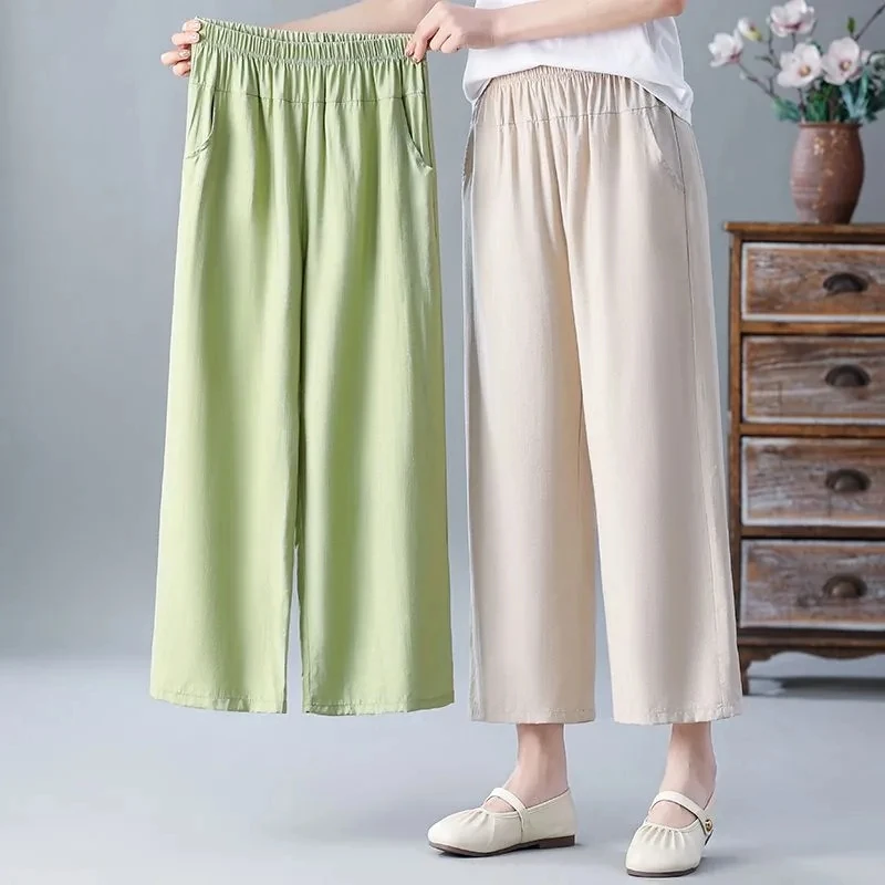 Middle aged Elderly Women Cropped Pants Summer Wide leg Pants Women Plus size loose long Pants Woman Elastic Waisted Casual Pant
Middle aged Elderly Women Cropped Pants Summer Wide leg Pants Women Plus size loose long Pants Woman Elastic Waisted Casual Pant