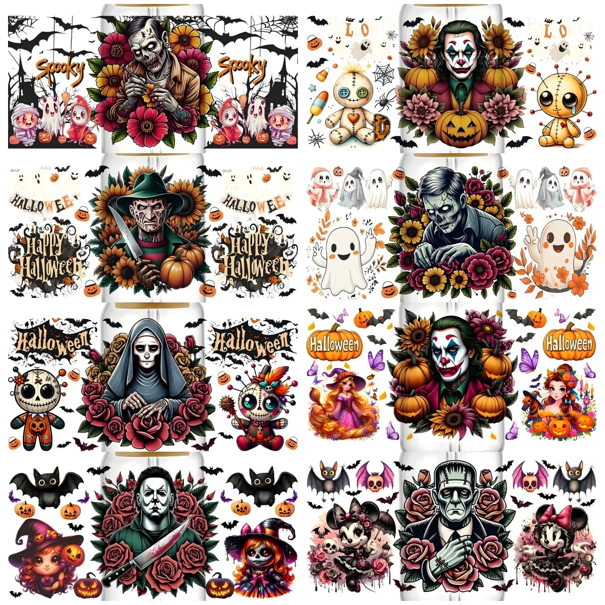 Happy Halloween 3D UV DTF Transfer Sticker For 16oz Libbey Cup Wraps DIY Spooky Killers Pattern Cup Wrap 3D Sticker
Happy Halloween 3D UV DTF Transfer Sticker For 16oz Libbey Cup Wraps DIY Spooky Killers Pattern Cup Wrap 3D Sticker