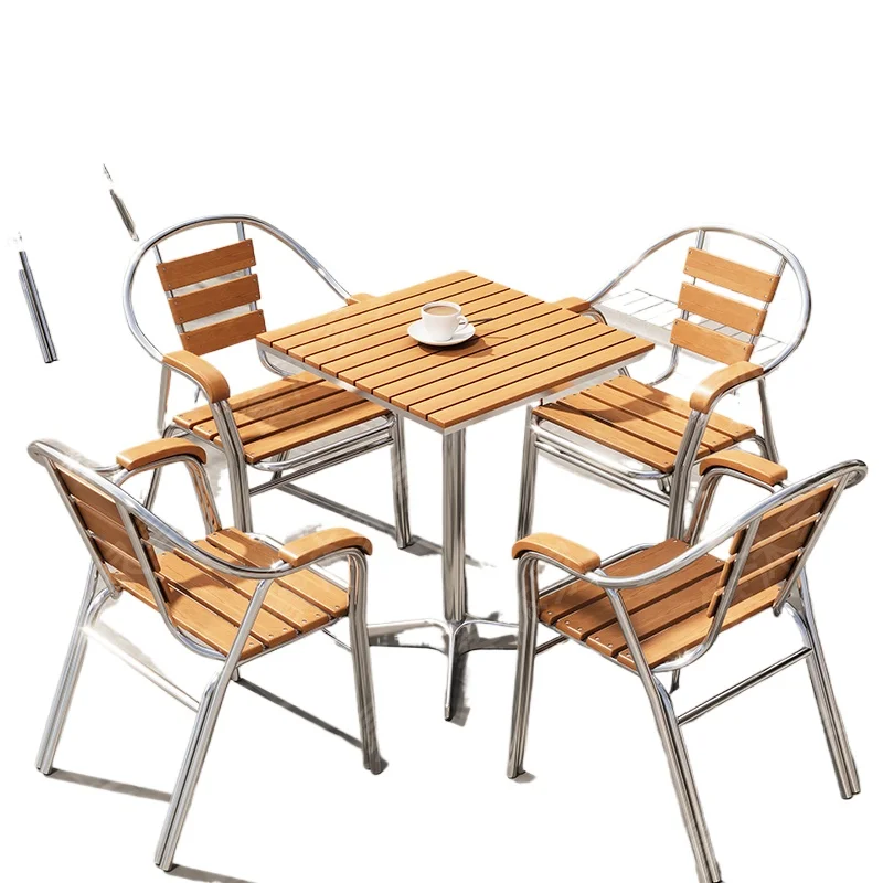 Commercial Outdoor Bistro Set Plastic Wood Table Aluminum Chairs All-Weather for Coffee Tea Shop Courtyard
Commercial Outdoor Bistro Set Plastic Wood Table Aluminum Chairs All-Weather for Coffee Tea Shop Courtyard