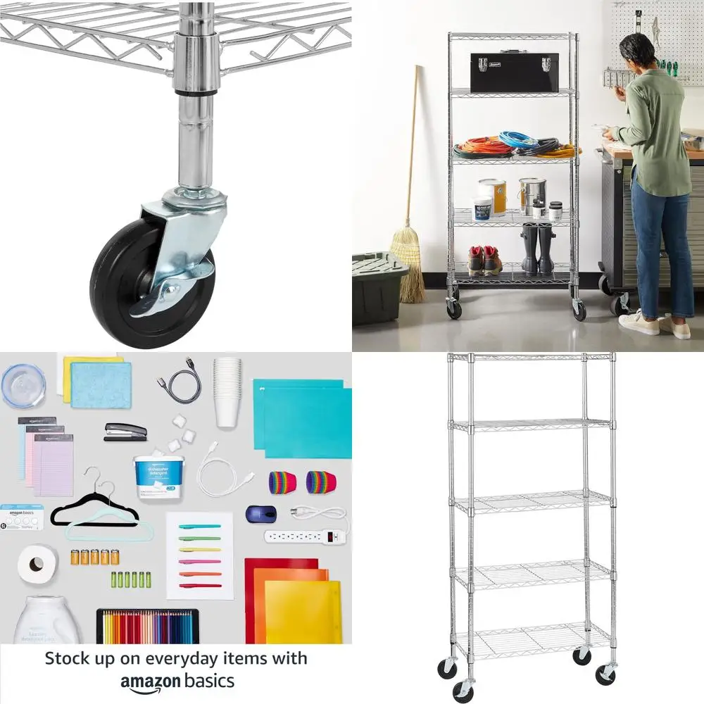 Adjustable Heavy-Duty Wire Shelving Unit with 4 Casters, Portable and Easy Assembly, 30 x 14 x 64.8, Chrome
Adjustable Heavy-Duty Wire Shelving Unit with 4 Casters, Portable and Easy Assembly, 30 x 14 x 64.8, Chrome