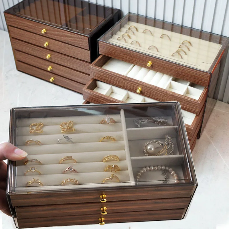 Трехслойная деревянная коробка для хранения ювелирных изделий, прозрачные оконные кольца, браслет, серьги, витрина для ювелирных изделий, органайзер большой емкости
Трехслойная деревянная коробка для хранения ювелирных изделий, прозрачные оконные кольца, браслет, серьги, витрина для ювелирных изделий, органайзер большой емкости