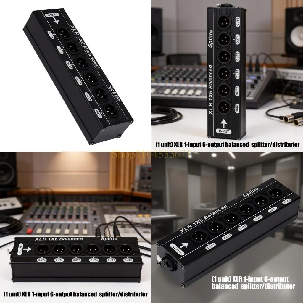 Best Seller Advanced 1 In 6Out XLR Balanced Sound Splitter High Fidelitys Sound Reproduction Fast Installation Stable Transfer