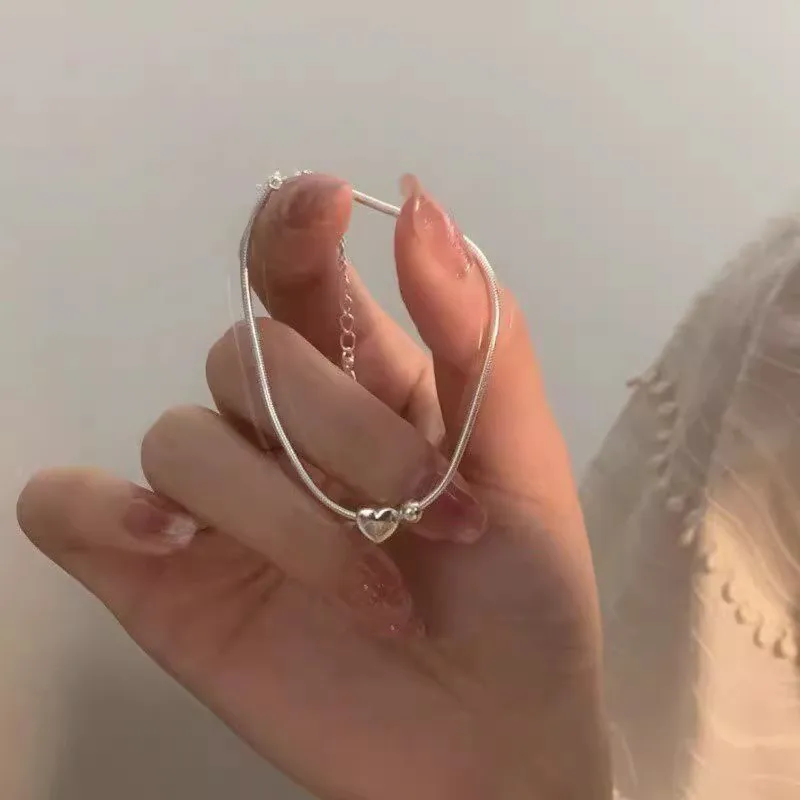 Simple Love Heart Snake Bone Chain Small Silver Bead Bracelets Shiny for Women Adjustable Bracelets Jewelry Birthday Gifts
Simple Love Heart Snake Bone Chain Small Silver Bead Bracelets Shiny for Women Adjustable Bracelets Jewelry Birthday Gifts
