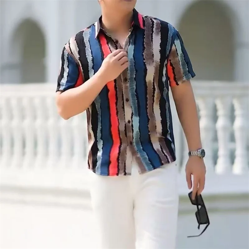 2025Summer New Mens Vintage Striped Shirt Fashion Casual Luxury Shirt Short Sleeve Hawaii Shirts For Men Blusas Camisa Masculina
2025Summer New Mens Vintage Striped Shirt Fashion Casual Luxury Shirt Short Sleeve Hawaii Shirts For Men Blusas Camisa Masculina