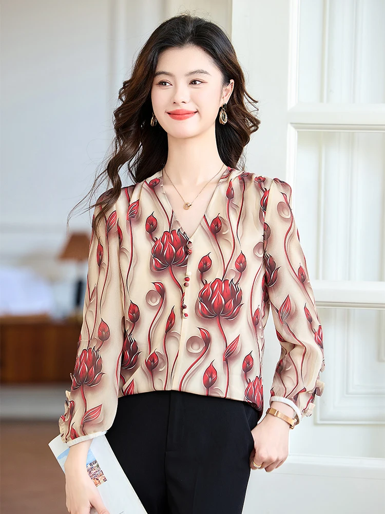 AIyssa 2025 Fashionable business women's top, long-sleeved lotus pattern shirt, comfortable and soft, elegant and charming
AIyssa 2025 Fashionable business women's top, long-sleeved lotus pattern shirt, comfortable and soft, elegant and charming