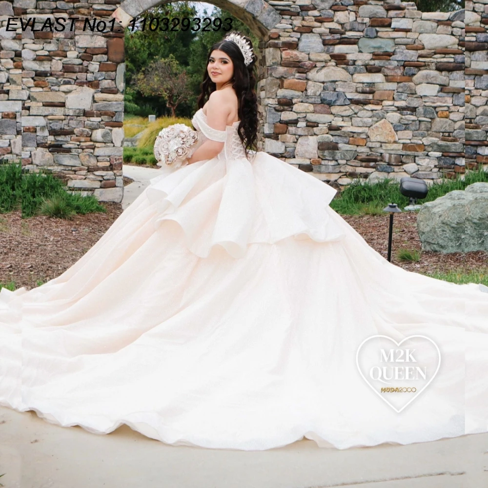 EVLAST Customized Glitter Beige Ball Gown Quinceanera Dress Crystal Beaded Tiered Corset Sweet 16 Vestidos De 15 Anos E1Q550
EVLAST Customized Glitter Beige Ball Gown Quinceanera Dress Crystal Beaded Tiered Corset Sweet 16 Vestidos De 15 Anos E1Q550
