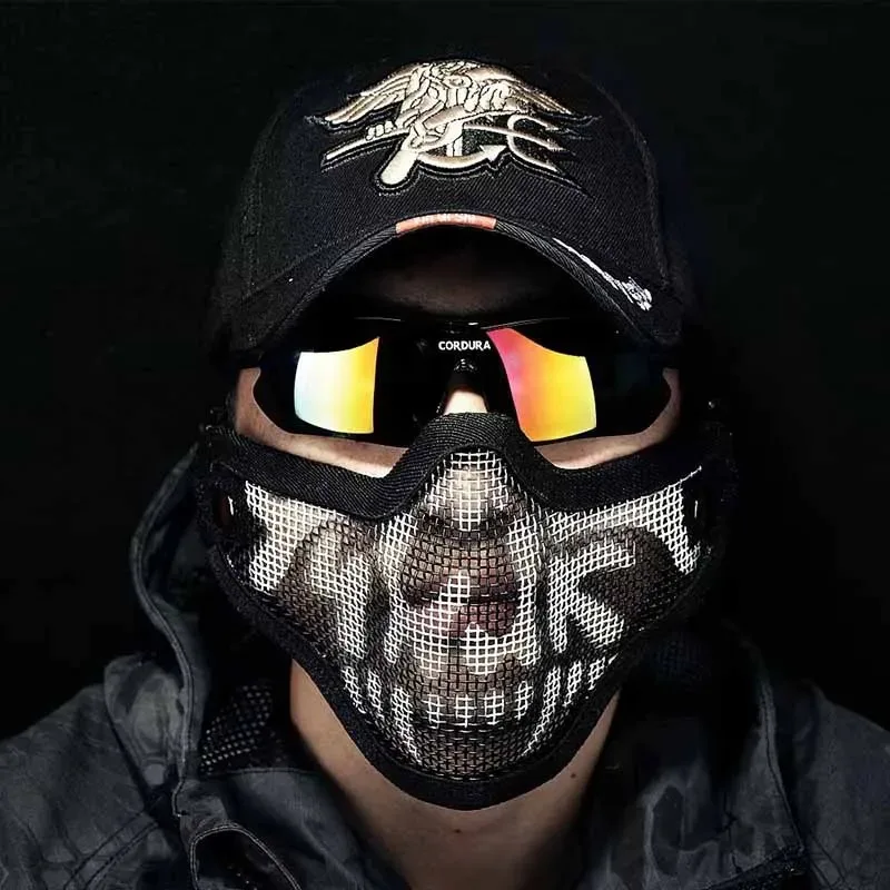 skull mask mouth guard mesh camouflage outdoor men's double with half face steel wire mesh mask CF game protective face mask
skull mask mouth guard mesh camouflage outdoor men's double with half face steel wire mesh mask CF game protective face mask