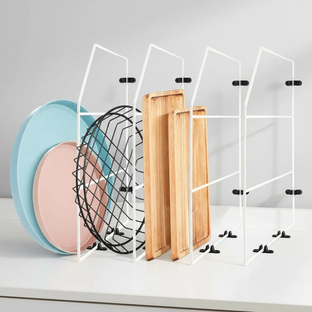 4-Piece Baking Sheet Organizer 18x20 Inch Tray Dividers for Kitchen Cabinets, Chrome Pan Rack Storage Wires in White
4-Piece Baking Sheet Organizer 18x20 Inch Tray Dividers for Kitchen Cabinets, Chrome Pan Rack Storage Wires in White