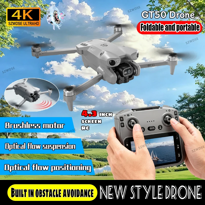 New GT50 4.3-inch LCD Screen RC FPV Drone 4K HD Camera WIFI Built in obstacle avoidance Drone Brushless RC Quadcopter Toys Drone
New GT50 4.3-inch LCD Screen RC FPV Drone 4K HD Camera WIFI Built in obstacle avoidance Drone Brushless RC Quadcopter Toys Drone