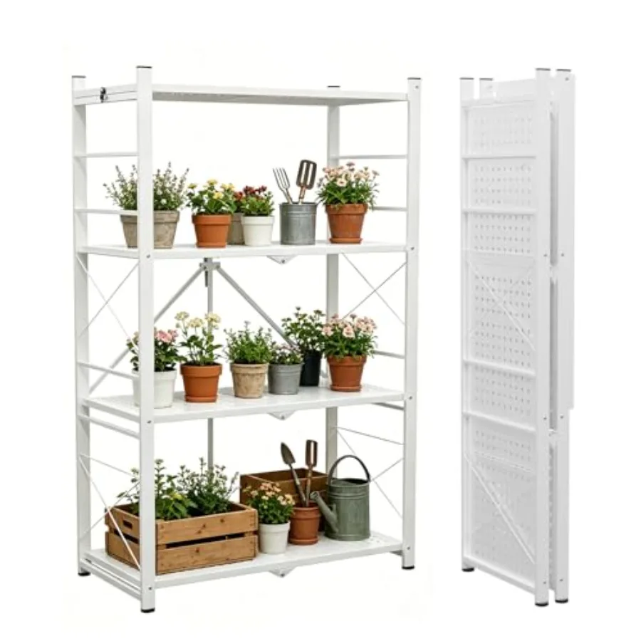 Greenhouse plant stand: heavy duty white steel 4-tier foldable shelf no assembly 28x14.6x44.7 520 lbs capacity multi-use storag
Greenhouse plant stand: heavy duty white steel 4-tier foldable shelf no assembly 28x14.6x44.7 520 lbs capacity multi-use storag