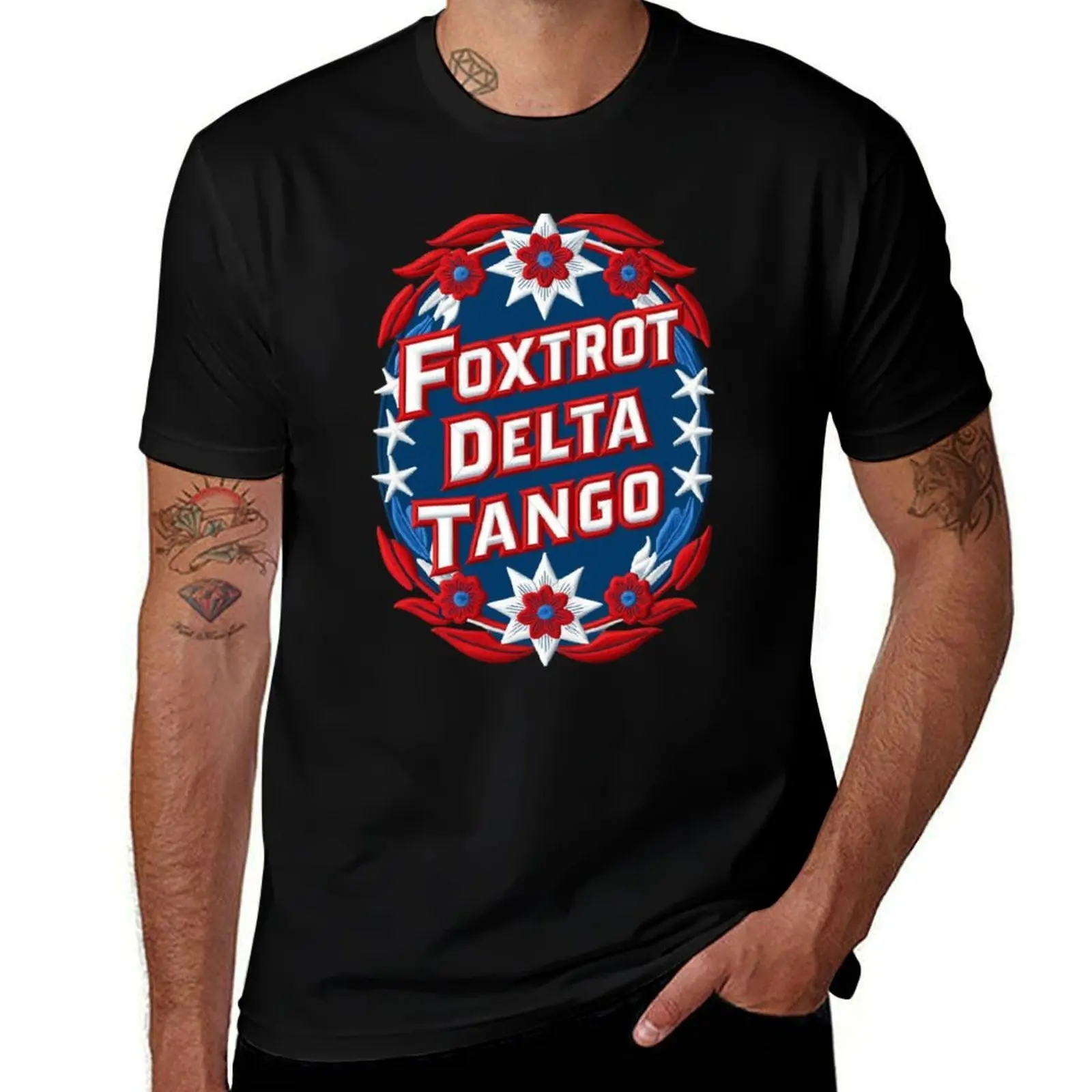 FOXTROT DELTA TANGO Bold Embroidered Patch Design T-Shirt luxury designer cute tops man t shirt Men's clothing
FOXTROT DELTA TANGO Bold Embroidered Patch Design T-Shirt luxury designer cute tops man t shirt Men's clothing