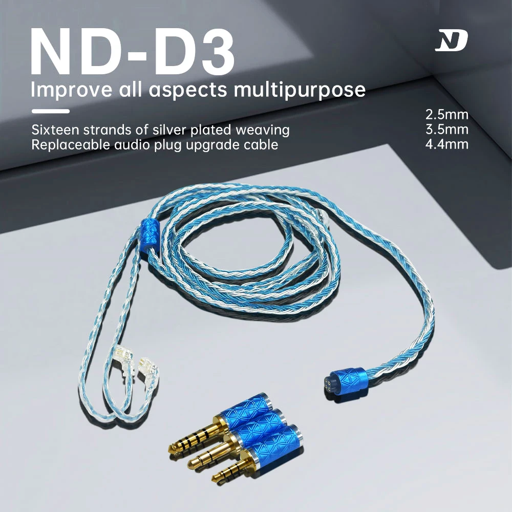 Кабель для наушников ND D3 HiFi, 16-жильный, с серебряным покрытием, разъемы 2.5/3.5/4.4 мм, 0.75 2pin, для наушников ND KZ CCA/ZS10 Pro/EDX Pro
Кабель для наушников ND D3 HiFi, 16-жильный, с серебряным покрытием, разъемы 2.5/3.5/4.4 мм, 0.75 2pin, для наушников ND KZ CCA/ZS10 Pro/EDX Pro