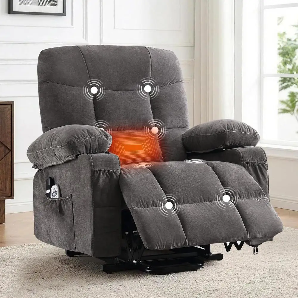 Elderly-Friendly Electric Recliner with Massage, Heat, Side Pockets, Cup Holders, and USB Port (Grey)
Elderly-Friendly Electric Recliner with Massage, Heat, Side Pockets, Cup Holders, and USB Port (Grey)