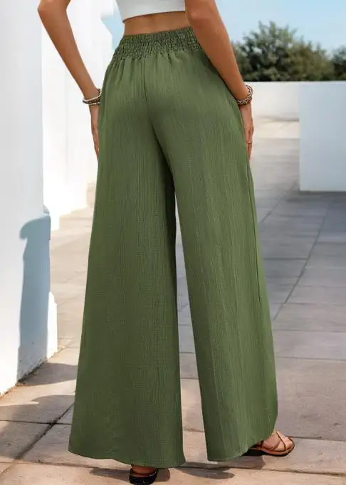 2025 New Casual Elegant Casual Vacation Versatile Simple Latest High Waist Elastic Waist Solid Color Wide Leg Pants for Women
2025 New Casual Elegant Casual Vacation Versatile Simple Latest High Waist Elastic Waist Solid Color Wide Leg Pants for Women