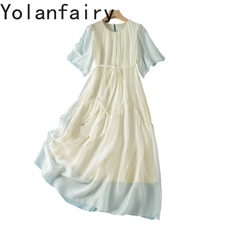 YOLANFAIRY 100% Real Mulberry Silk Dress for Women Elegant Summer Black Dress Woman Clothing Lace-up Beach Dress Female Dresses
YOLANFAIRY 100% Real Mulberry Silk Dress for Women Elegant Summer Black Dress Woman Clothing Lace-up Beach Dress Female Dresses