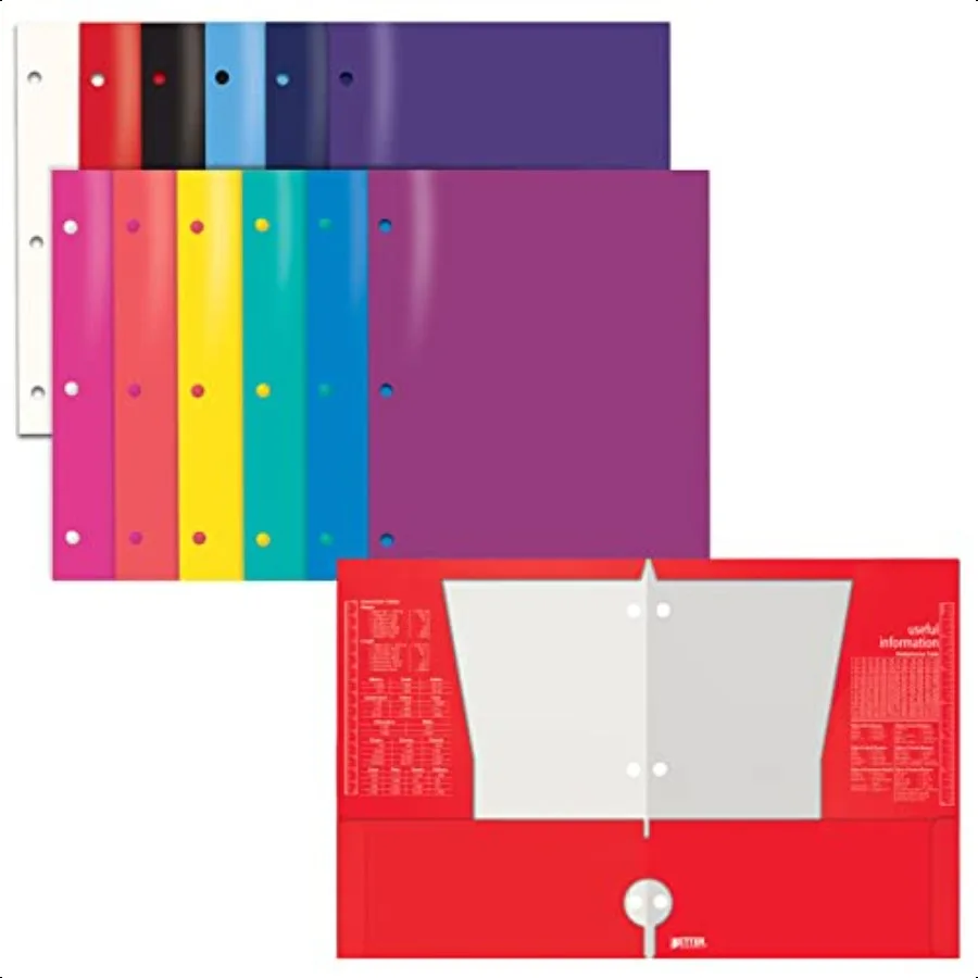 4 Pocket Glossy Laminated Paper Folders 12 Pack 3 Hole Punch Portfolios Assorted Bright and Primary Colors
4 Pocket Glossy Laminated Paper Folders 12 Pack 3 Hole Punch Portfolios Assorted Bright and Primary Colors