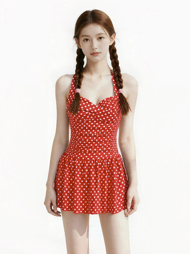 2026 New Red Polka Dot Neckline Swimsuit Women's Skirt Style Conservative Slimming Teenage Swimming Suits
2026 New Red Polka Dot Neckline Swimsuit Women's Skirt Style Conservative Slimming Teenage Swimming Suits