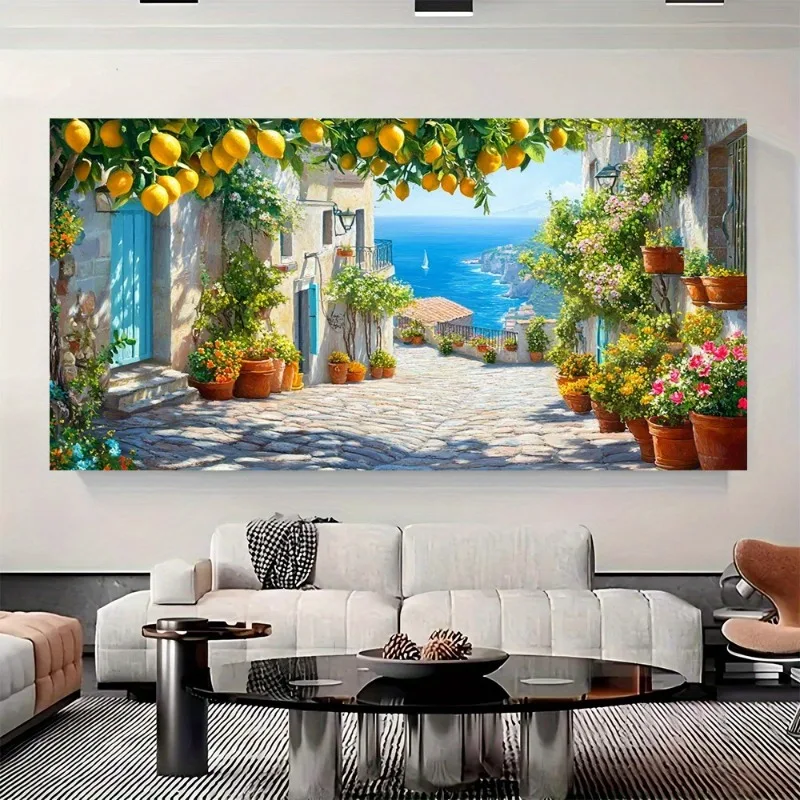 Large Frameless Canvas Wall Art Mediterranean Street Scene with A Lemon Tree, High-Quality Printed Poster for Elegant Home Decor
Large Frameless Canvas Wall Art Mediterranean Street Scene with A Lemon Tree, High-Quality Printed Poster for Elegant Home Decor